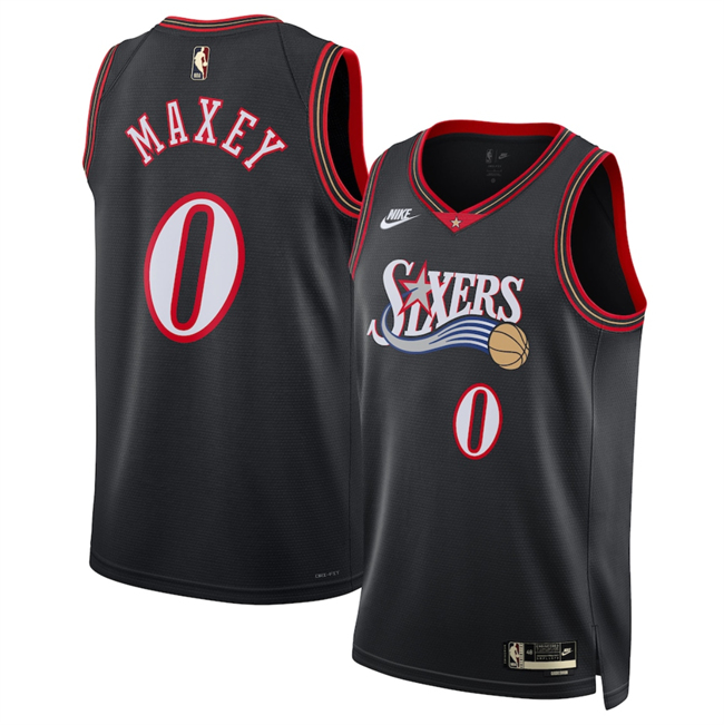 Men's Philadelphia 76ers #0 Tyrese Maxey Black 2025 Classic Edition Stitched Jersey Men's Philadelphia 76ers #0 Tyrese Maxey Black 2025 Classic Edition Stitched Jersey