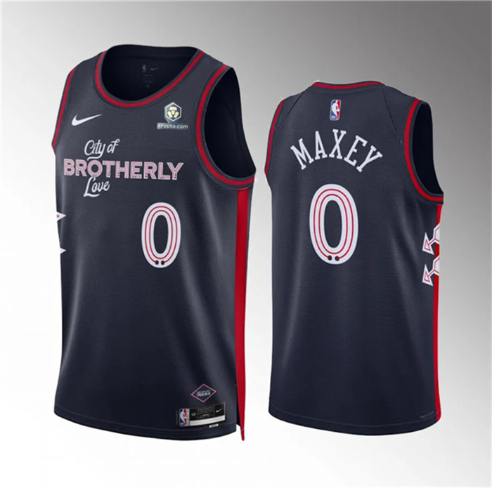 Men's Philadelphia 76ers #0 Tyrese Maxey Navy 2023 24 City Edition Stitched Jersey Men's Philadelphia 76ers #0 Tyrese Maxey Navy 2023 24 City Edition Stitched Jersey