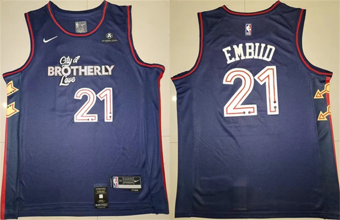 Men's Philadelphia 76ers #21 Joel Embiid Navy Stitched Basketball Jersey Men's Philadelphia 76ers #21 Joel Embiid Navy Stitched Basketball Jersey