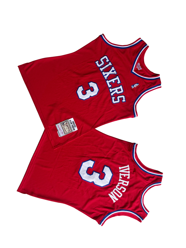 Men's Philadelphia 76ers #3 Allen Iverson Red 2002-03 Throwback Stitched Basketball Jersey Men's Philadelphia 76ers #3 Allen Iverson Red 2002-03 Throwback Stitched Basketball Jersey