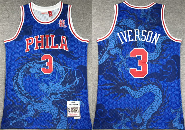 Men's Philadelphia 76ers #3 Allen Iverson Royal Throwback Stitched Basketball Jersey Men's Philadelphia 76ers #3 Allen Iverson Royal Throwback Stitched Basketball Jersey