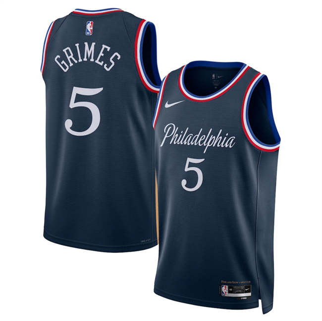 Men's Philadelphia 76ers #5 Quentin Grimes Navy 2025 26 City Edition Stitched Jersey Men's Philadelphia 76ers #5 Quentin Grimes Navy 2025 26 City Edition Stitched Jersey