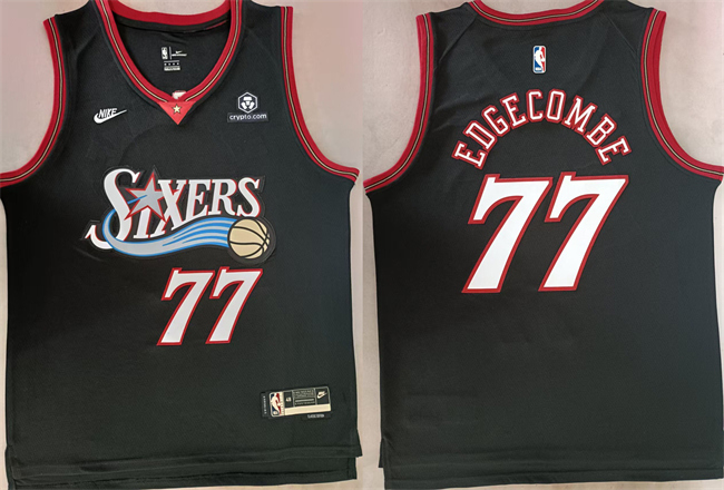 Men's Philadelphia 76ers #77 V. J. Edgecombe Black 2025 Classic Edition Stitched Stitched Jersey