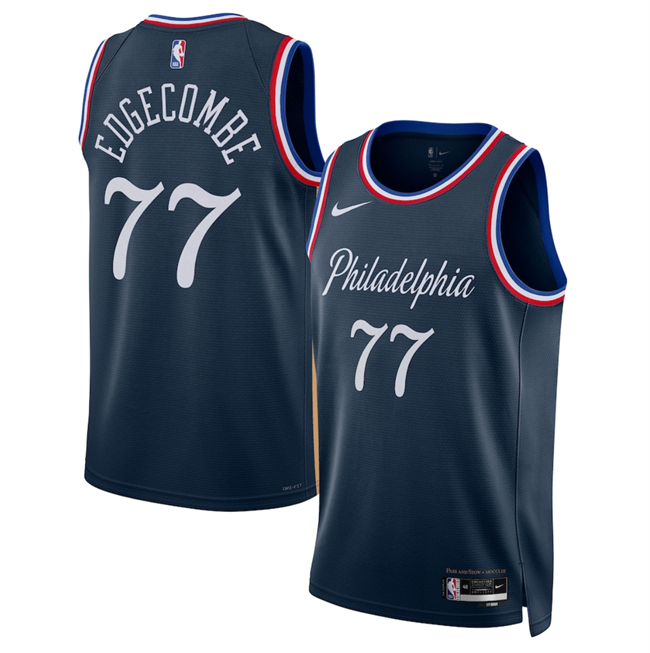 Men's Philadelphia 76ers #77 VJ Edgecombe Navy 2025 26 City Edition Stitched Jersey Men's Philadelphia 76ers #77 VJ Edgecombe Navy 2025 26 City Edition Stitched Jersey
