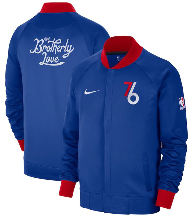 Men's Philadelphia 76ers Blue 2022 23 City Edition Showtime Thermaflex Full-Zip Jacket Men's Philadelphia 76ers Blue 2022 23 City Edition Showtime Thermaflex Full-Zip Jacket
