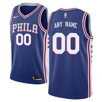 Men's Philadelphia 76ers Blue Custom Jersey Men's Philadelphia 76ers Blue Custom Jersey