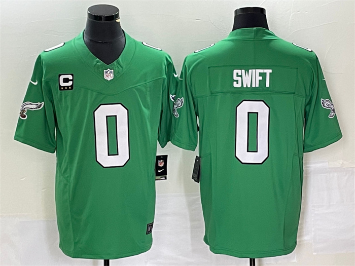 Men's Philadelphia Eagles #0 D’andre Swift Green 2023 F.U.S.E. With C Patch Vapor Untouchable Stitched Football Jersey Men's Philadelphia Eagles #0 D’andre Swift Green 2023 F.U.S.E. With C Patch Vapor Untouchable Stitched Football Jersey