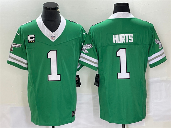 Men's Philadelphia Eagles #1 Jalen Hurts Green 2023 F.U.S.E. Vapor Untouchable With C Patch Stitched Football Jersey Men's Philadelphia Eagles #1 Jalen Hurts Green 2023 F.U.S.E. Vapor Untouchable With C Patch Stitched Football Jersey