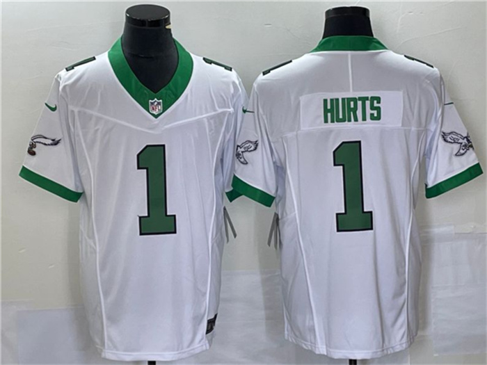 Men's Philadelphia Eagles #1 Jalen Hurts White 2023 F.U.S.E. Vapor Untouchable Stitched Football Jersey Men's Philadelphia Eagles #1 Jalen Hurts White 2023 F.U.S.E. Vapor Untouchable Stitched Football Jersey
