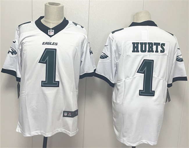 Men's Philadelphia Eagles #1 Jalen Hurts White 2024 New Vapor Untouchable Limited Stitched Football Jersey