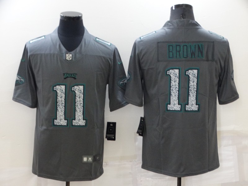 Men's Philadelphia Eagles #11 A. J. Brown Gray Fashion Static Limited Stitched Jersey Men's Philadelphia Eagles #11 A. J. Brown Gray Fashion Static Limited Stitched Jersey