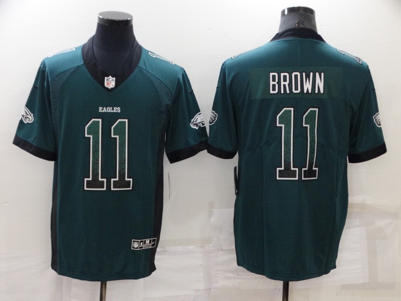 Men's Philadelphia Eagles #11 A. J. Brown Green Fashion Color Rush Limited Stitched Jersey Men's Philadelphia Eagles #11 A. J. Brown Green Fashion Color Rush Limited Stitched Jersey
