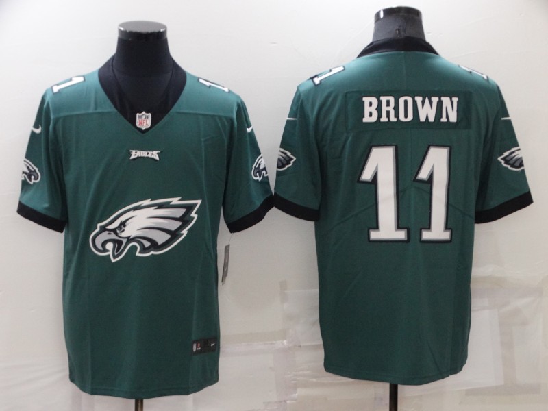 Men's Philadelphia Eagles #11 A. J. Brown Green Team Big Logo Limited Stitched Jersey Men's Philadelphia Eagles #11 A. J. Brown Green Team Big Logo Limited Stitched Jersey