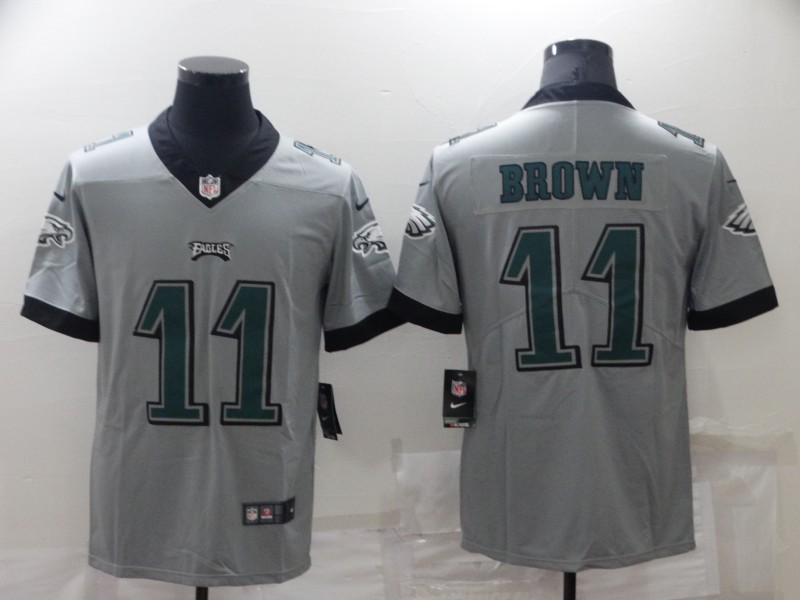 Men's Philadelphia Eagles #11 A. J. Brown Grey Vapor Untouchable Limited Stitched Jersey Men's Philadelphia Eagles #11 A. J. Brown Grey Vapor Untouchable Limited Stitched Jersey