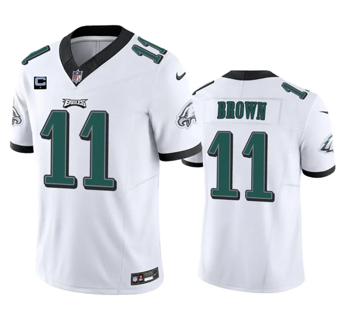 Men's Philadelphia Eagles #11 A. J. Brown White 2023 F.U.S.E. With 1-Star C Patch Vapor Untouchable Limited Stitched Football Jersey Men's Philadelphia Eagles #11 A. J. Brown White 2023 F.U.S.E. With 1-Star C Patch Vapor Untouchable Limited Stitched Football Jersey
