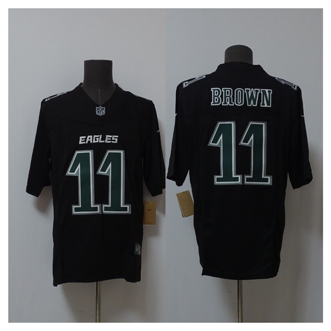 Men's Philadelphia Eagles #11 A.J. Brown Black 2024 F.U.S.E. Vapor Untouchable Limited Throwback Stitched Football Jersey Men's Philadelphia Eagles #11 A.J. Brown Black 2024 F.U.S.E. Vapor Untouchable Limited Throwback Stitched Football Jersey