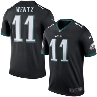 Men's Philadelphia Eagles #11 Carson Wentz Nike Black Color Rush Legend Jersey