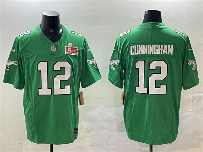 Men's Philadelphia Eagles #12 Randall Cunningham Green 2025 Super Bowl LIX Patch F.U.S.E. Throwback Vapor Untouchable Limited Stitched Football Jersey Men's Philadelphia Eagles #12 Randall Cunningham Green 2025 Super Bowl LIX Patch F.U.S.E. Throwback Vapor Untouchable Limited Stitched Football Jersey