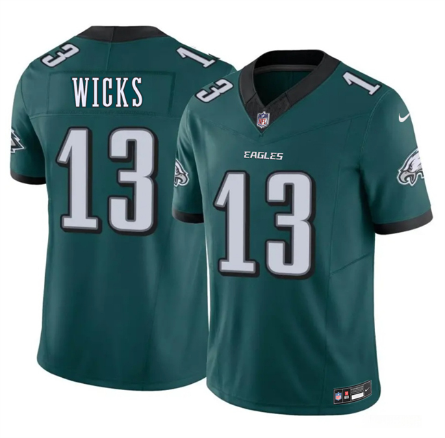 Men's Philadelphia Eagles #13 Dontayvion Wicks Green 2026 F.U.S.E. Vapor Untouchable Limited Stitched Football Jersey Men's Philadelphia Eagles #13 Dontayvion Wicks Green 2026 F.U.S.E. Vapor Untouchable Limited Stitched Football Jersey