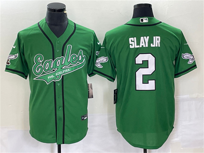 Men's Philadelphia Eagles #2 Darius Slay JR Green Cool Base Stitched Baseball Jersey Men's Philadelphia Eagles #2 Darius Slay JR Green Cool Base Stitched Baseball Jersey