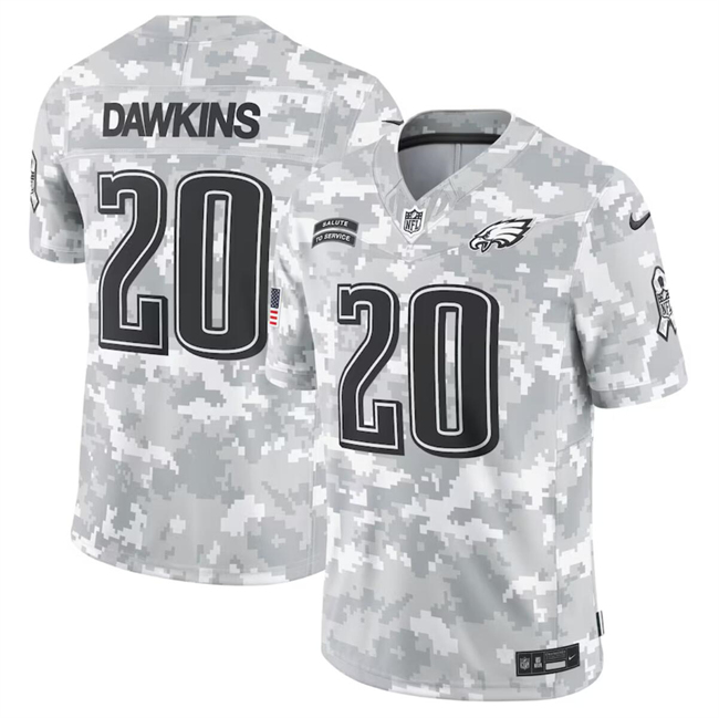 Men's Philadelphia Eagles #20 Brian Dawkins 2024 Arctic Camo Salute To Service Limited Stitched Football Jersey Men's Philadelphia Eagles #20 Brian Dawkins 2024 Arctic Camo Salute To Service Limited Stitched Football Jersey