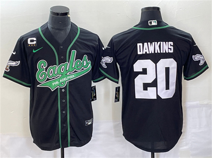 Men's Philadelphia Eagles #20 Brian Dawkins Black With C Patch Cool Base Stitched Baseball Jersey Men's Philadelphia Eagles #20 Brian Dawkins Black With C Patch Cool Base Stitched Baseball Jersey