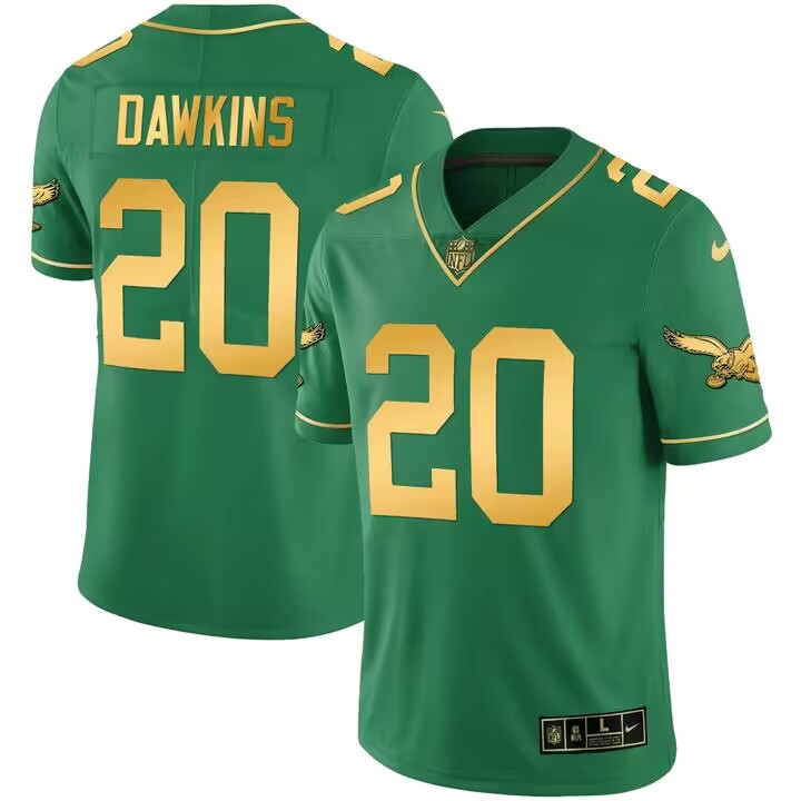 Men's Philadelphia Eagles #20 Brian Dawkins Green Gold Vapor Untouchable Limited Stitched Jersey
