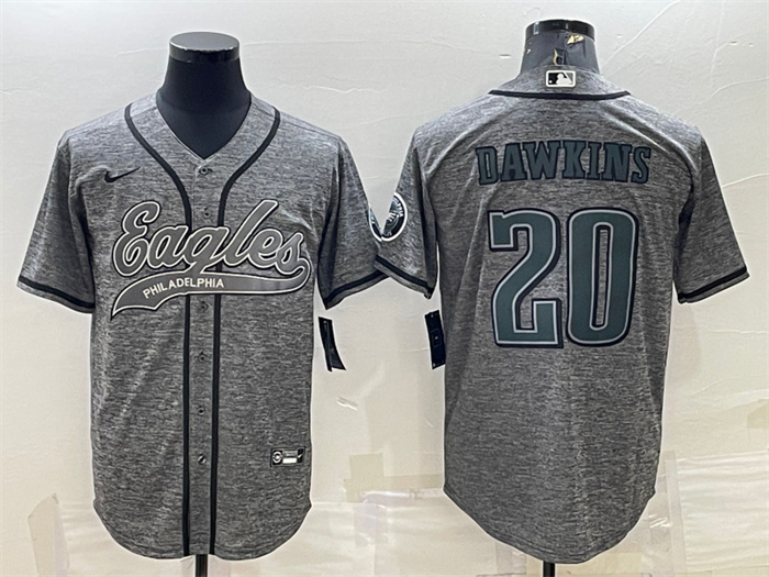 Men's Philadelphia Eagles #20 Brian Dawkins Grey With Patch Cool Base Stitched Baseball Jersey Men's Philadelphia Eagles #20 Brian Dawkins Grey With Patch Cool Base Stitched Baseball Jersey