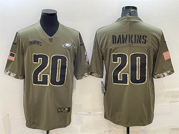 Men's Philadelphia Eagles #20 Brian Dawkins Olive 2022 Salute To Service Limited Stitched Jersey Men's Philadelphia Eagles #20 Brian Dawkins Olive 2022 Salute To Service Limited Stitched Jersey