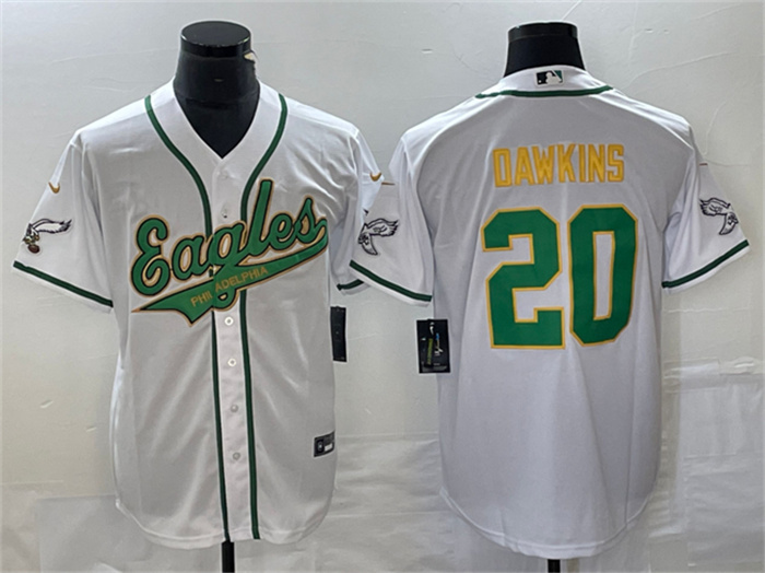 Men's Philadelphia Eagles #20 Brian Dawkins White Gold Cool Base Stitched Baseball Jersey Men's Philadelphia Eagles #20 Brian Dawkins White Gold Cool Base Stitched Baseball Jersey