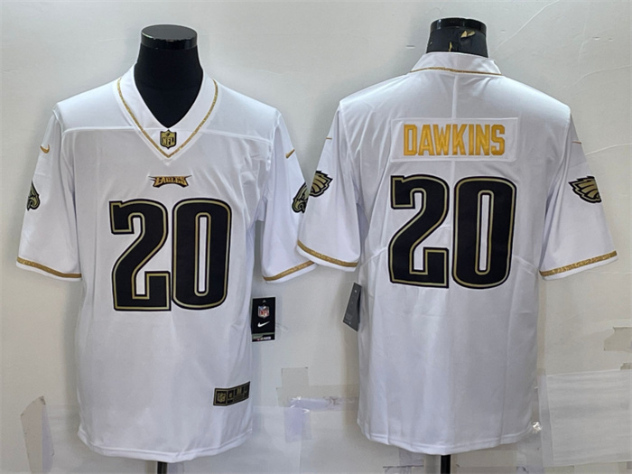 Men's Philadelphia Eagles #20 Brian Dawkins White Gold Limited Stitched Jersey Men's Philadelphia Eagles #20 Brian Dawkins White Gold Limited Stitched Jersey