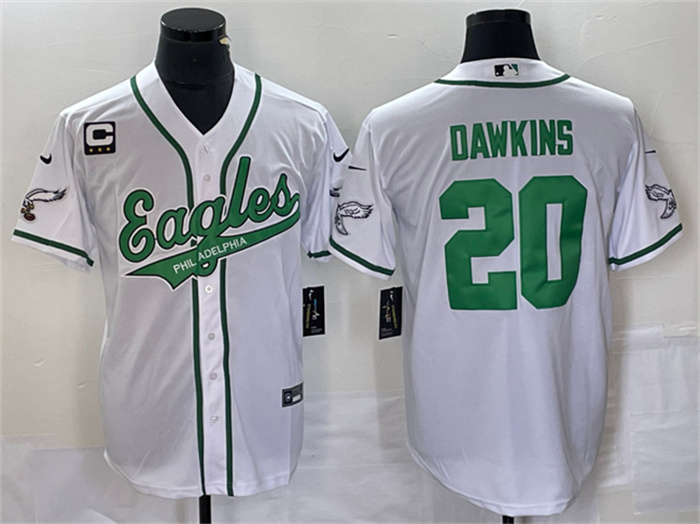 Men's Philadelphia Eagles #20 Brian Dawkins White With C Patch Cool Base Stitched Baseball Jersey Men's Philadelphia Eagles #20 Brian Dawkins White With C Patch Cool Base Stitched Baseball Jersey