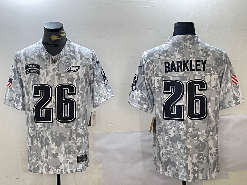 Men's Philadelphia Eagles #26 Saquon Barkley 2024 F.U.S.E Arctic Camo Salute To Service Limited Stitched Football Jersey1