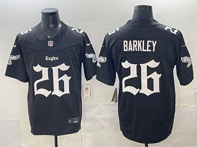 Men's Philadelphia Eagles #26 Saquon Barkley Black 2025 F.U.S.E. 'Gothic Philly Edition' Vapor Limited Stitched Football Jersey Men's Philadelphia Eagles #26 Saquon Barkley Black 2025 F.U.S.E. 'Gothic Philly Edition' Vapor Limited Stitched Football Jersey