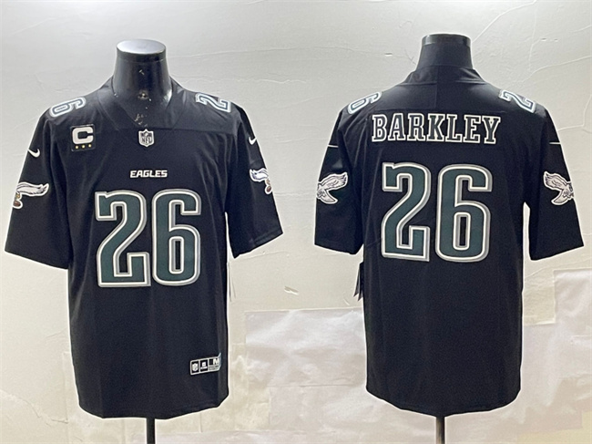 Men's Philadelphia Eagles #26 Saquon Barkley Black Fashion With 3-Star C Patch Vapor Untouchable Limited Stitched Football Jersey