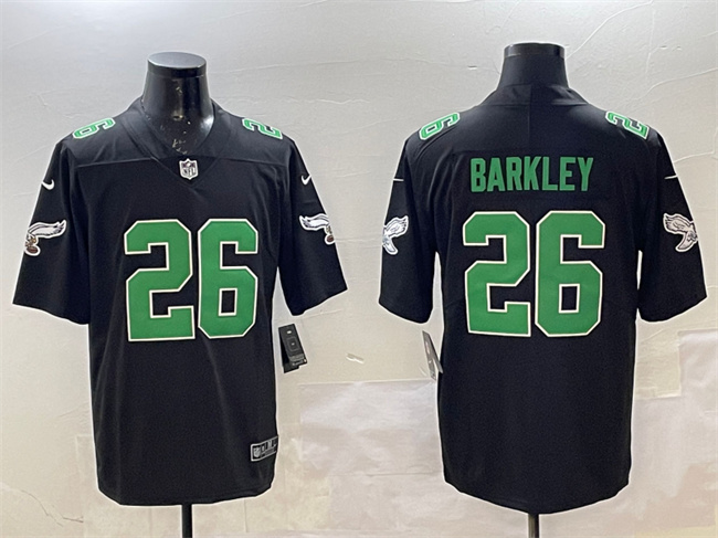 Men's Philadelphia Eagles #26 Saquon Barkley Black Throwback Vapor Untouchable Limited Stitched Football Jersey Men's Philadelphia Eagles #26 Saquon Barkley Black Throwback Vapor Untouchable Limited Stitched Football Jersey