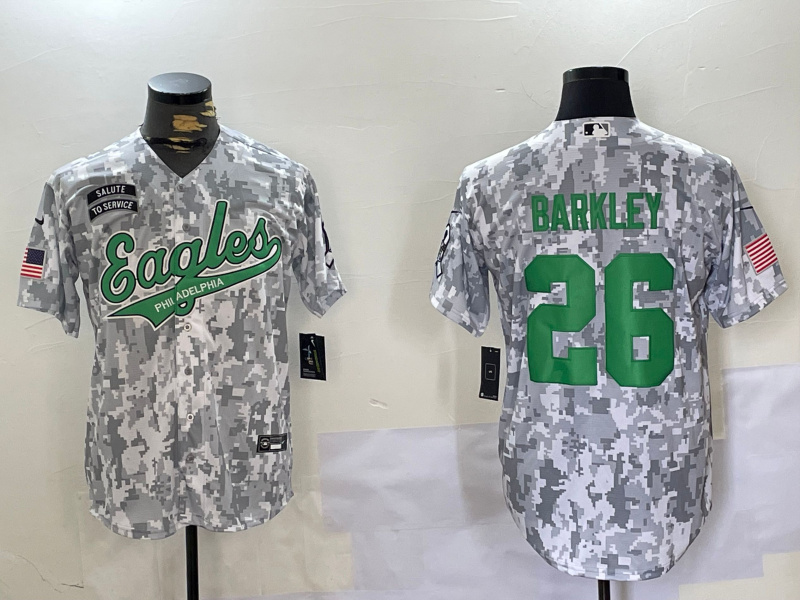 Men's Philadelphia Eagles #26 Saquon Barkley Camo Salute To Service Limited Stitched Jersey1 Men's Philadelphia Eagles #26 Saquon Barkley Camo Salute To Service Limited Stitched Jersey1