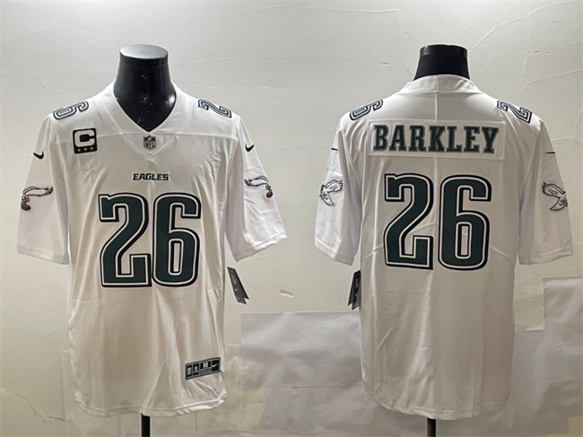 Men's Philadelphia Eagles #26 Saquon Barkley White Fashion With 3-Star C Patch Vapor Untouchable Limited Stitched Football Jersey