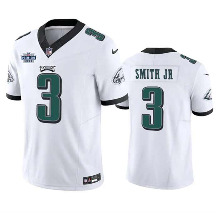 Men's Philadelphia Eagles #3 Nolan Smith JR White 2023 F.U.S.E. With Prem1ere Patch Vapor Untouchable Limited Stitched Football Jersey Men's Philadelphia Eagles #3 Nolan Smith JR White 2023 F.U.S.E. With Prem1ere Patch Vapor Untouchable Limited Stitched Football Jersey