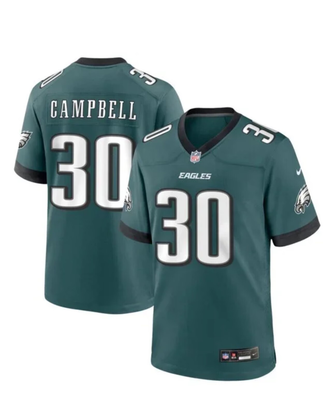 Men's Philadelphia Eagles #30 Jihaad CAMPBELL Midnight Green Vapor Untouchable Limited Stitched Football Jersey