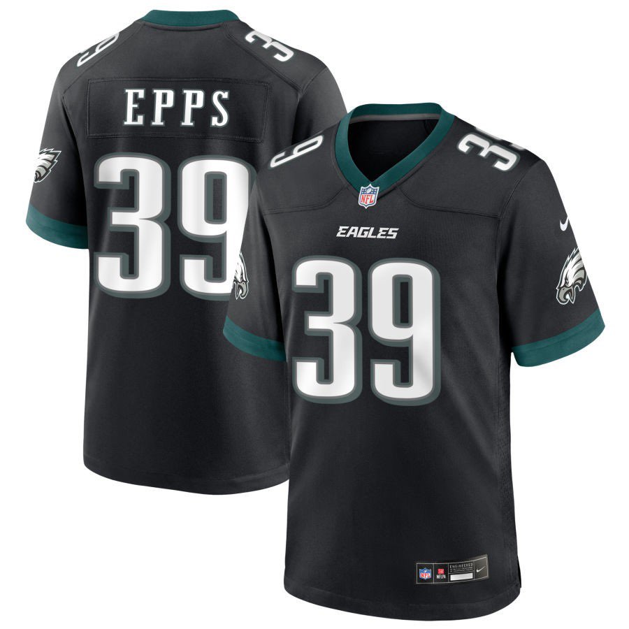 Men's Philadelphia Eagles #39 Marcus Epps Black 2025 Vapor Untouchable Limited Stitched Football Jersey Men's Philadelphia Eagles #39 Marcus Epps Black 2025 Vapor Untouchable Limited Stitched Football Jersey