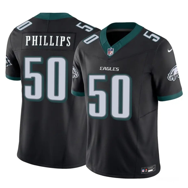 Men's Philadelphia Eagles #50 Jaelan Phillips Black 2025 F.U.S.E. Vapor Untouchable Limited Throwback Stitched Football Jersey Men's Philadelphia Eagles #50 Jaelan Phillips Black 2025 F.U.S.E. Vapor Untouchable Limited Throwback Stitched Football Jersey