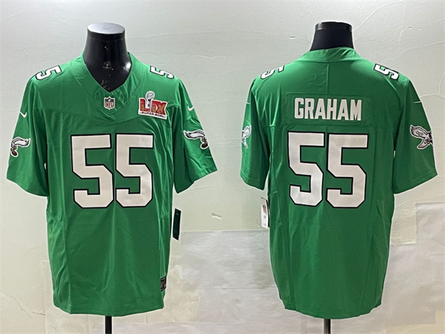 Men's Philadelphia Eagles #55 Brandon Graham Green 2025 Super Bowl LIX Patch F.U.S.E. Throwback Vapor Untouchable Limited Stitched Football Jersey Men's Philadelphia Eagles #55 Brandon Graham Green 2025 Super Bowl LIX Patch F.U.S.E. Throwback Vapor Untouchable Limited Stitched Football Jersey