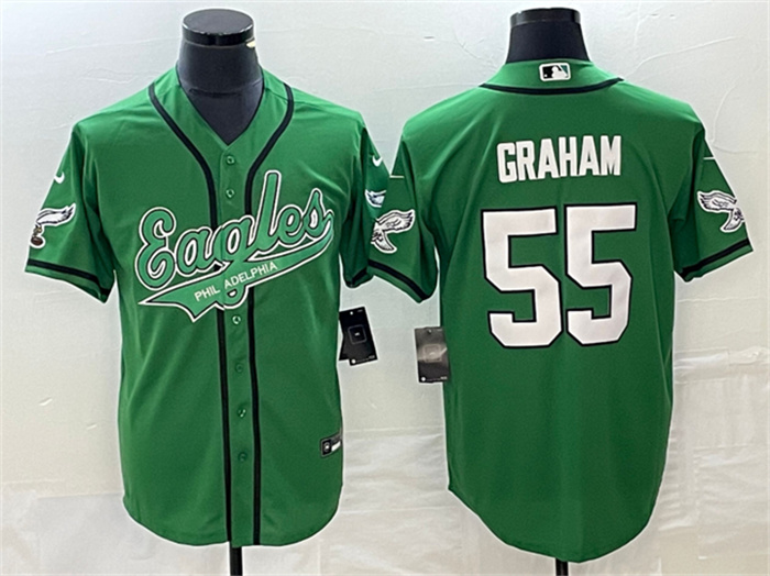 Men's Philadelphia Eagles #55 Brandon Graham Green Cool Base Stitched Baseball Jersey Men's Philadelphia Eagles #55 Brandon Graham Green Cool Base Stitched Baseball Jersey
