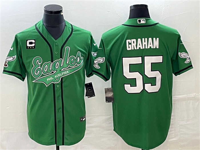 Men's Philadelphia Eagles #55 Brandon Graham Green With C Patch Cool Base Stitched Baseball Jersey Men's Philadelphia Eagles #55 Brandon Graham Green With C Patch Cool Base Stitched Baseball Jersey