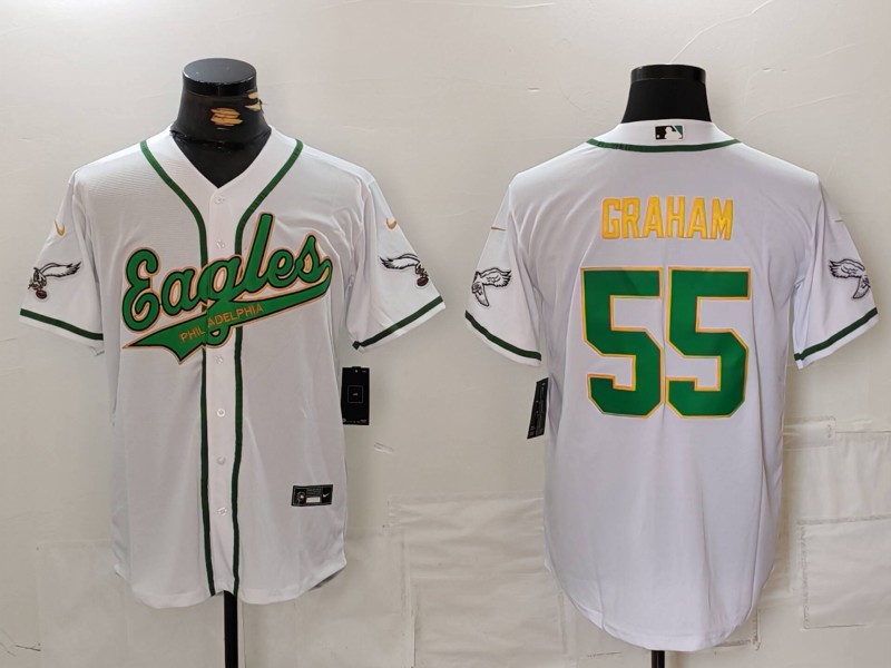 Men's Philadelphia Eagles #55 Brandon Graham White Gold Cool Base Stitched Baseball Jersey Men's Philadelphia Eagles #55 Brandon Graham White Gold Cool Base Stitched Baseball Jersey