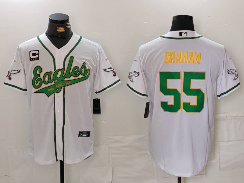 Men's Philadelphia Eagles #55 Brandon Graham White Gold With 4-Star C Patch Cool Base Stitched Baseball Jersey Men's Philadelphia Eagles #55 Brandon Graham White Gold With 4-Star C Patch Cool Base Stitched Baseball Jersey