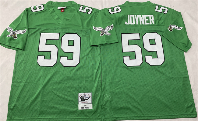 Men's Philadelphia Eagles #59 Seth Joyner Kelly Green Throwback Stitched Football Jersey
