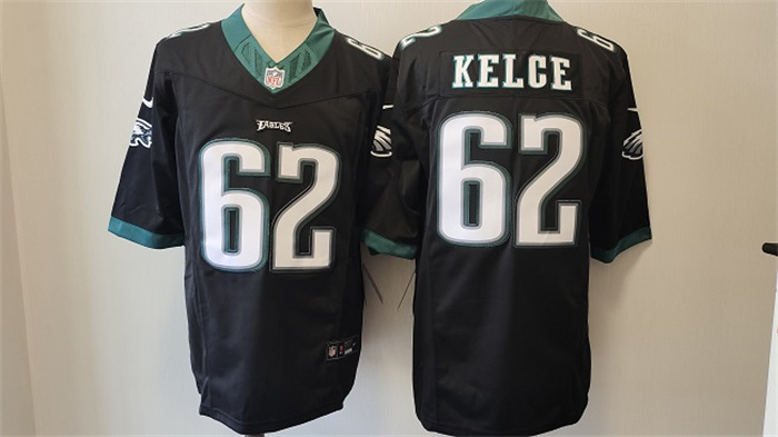 Men's Philadelphia Eagles #62 Jason Kelce Black 2023 F.U.S.E. Vapor Untouchable Limited Stitched Football Jersey Men's Philadelphia Eagles #62 Jason Kelce Black 2023 F.U.S.E. Vapor Untouchable Limited Stitched Football Jersey