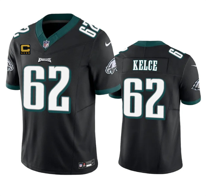 Men's Philadelphia Eagles #62 Jason Kelce Black 2023 F.U.S.E. With 4-Star C Patch Vapor Untouchable Limited Stitched Football Jersey Men's Philadelphia Eagles #62 Jason Kelce Black 2023 F.U.S.E. With 4-Star C Patch Vapor Untouchable Limited Stitched Football Jersey